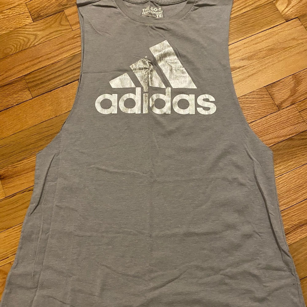 Gray Adidas muscle tank top